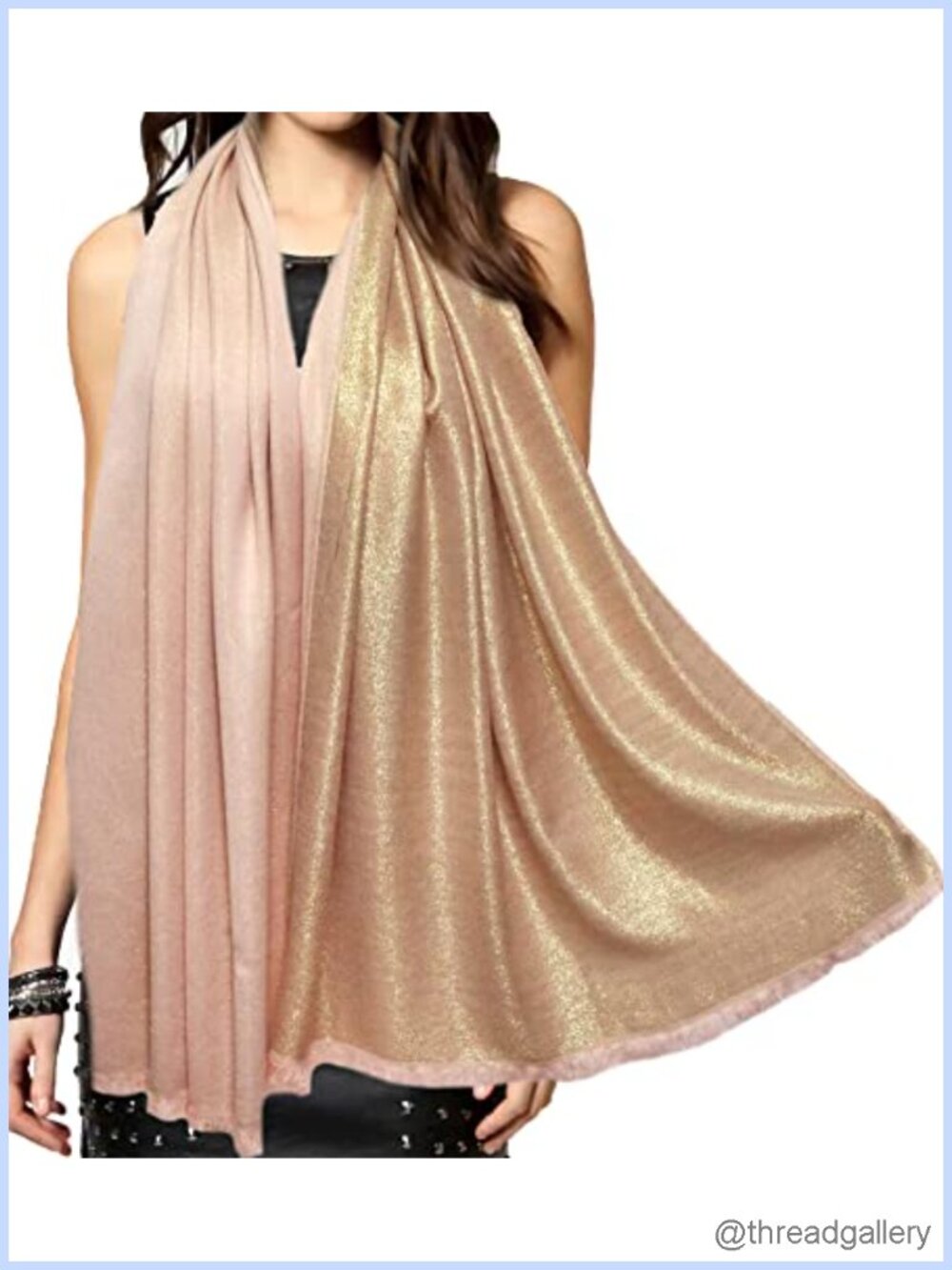 Metallic Pashmina Shawl Wrap Two Tone Evening Scarf